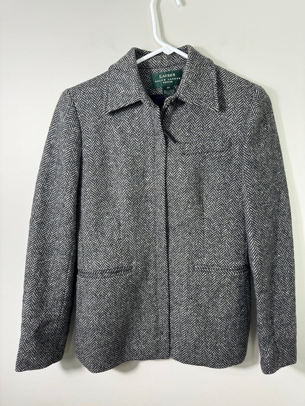 Vintage Lauren Ralph Lauren 100% Wool Herringbone Zip Up Jacket Size 2P